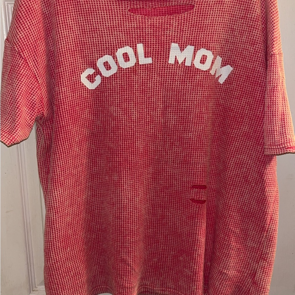 Bibi Xl Hot Pink Washed Cool Mom Graphic Top